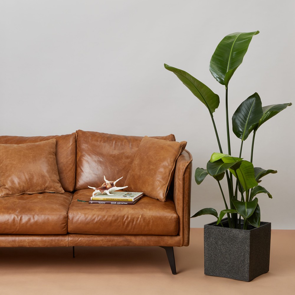 Кашпо куб Темно-серый камень d24 Кашпо куб Темно-серый камень d24