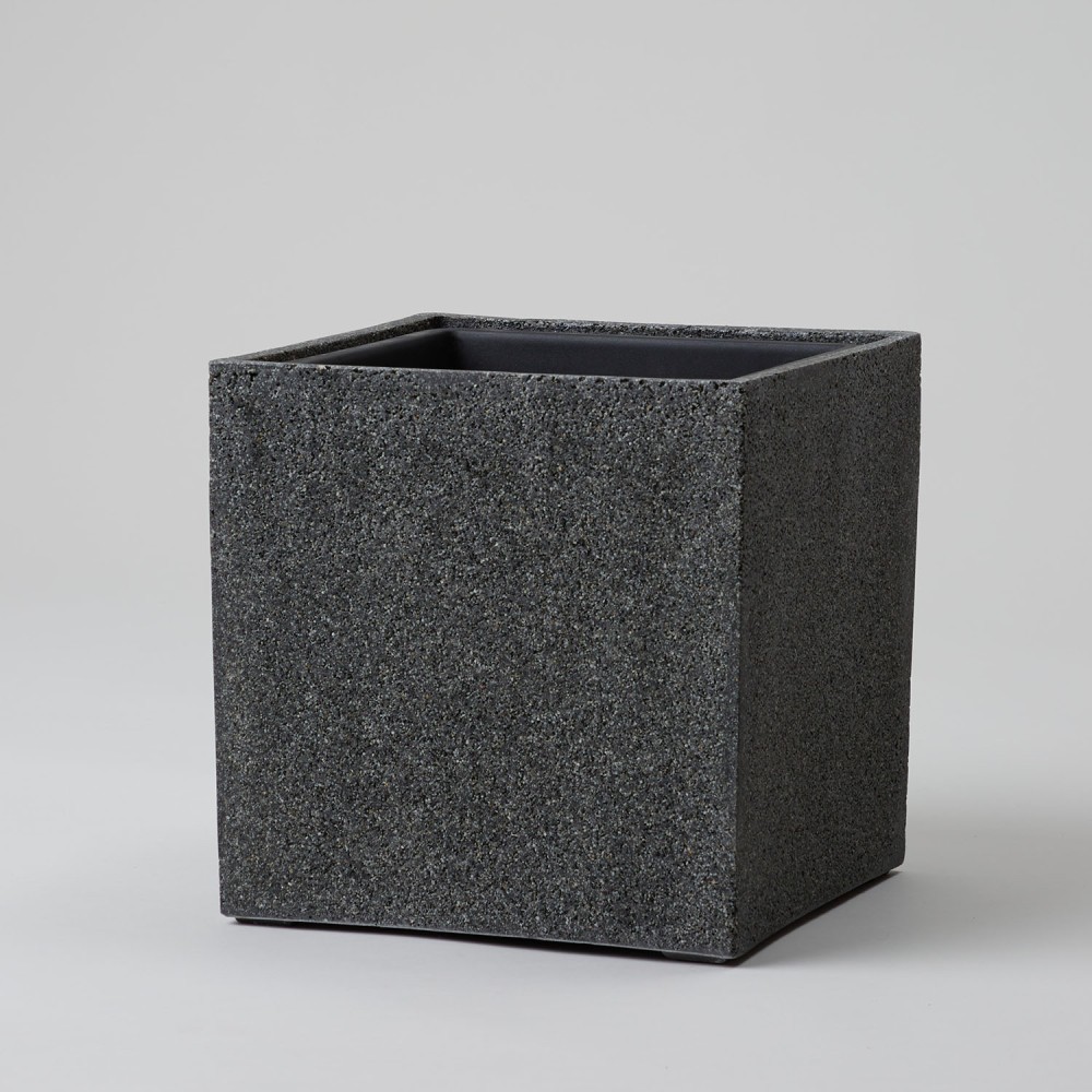 Кашпо куб Темно-серый камень d24 Кашпо куб Темно-серый камень d24